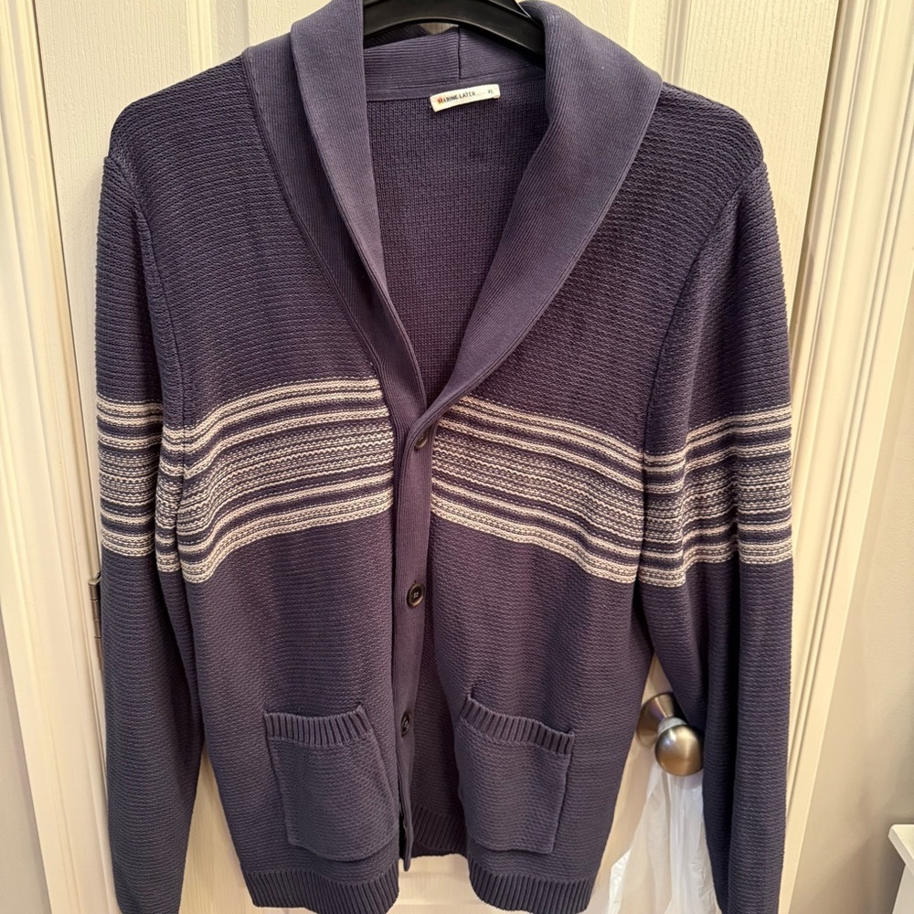 Marine Layer Cadigan Nate Cotton Shawl Collar Button Up Patch Pockets Size XL